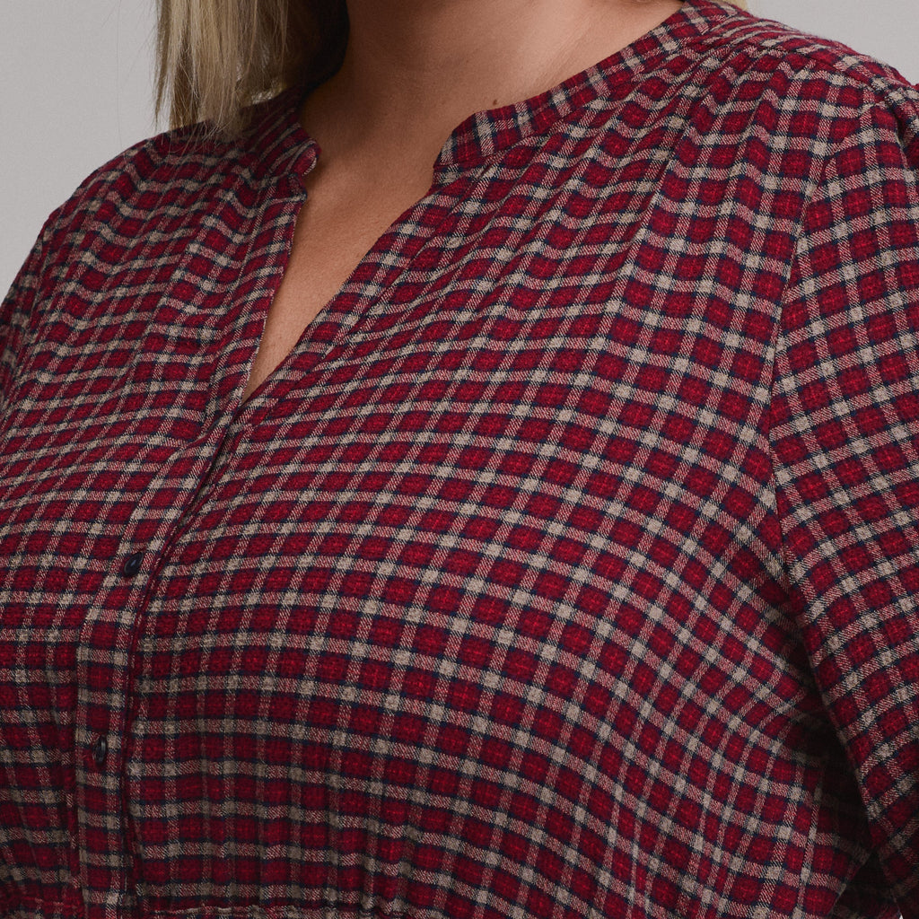 Women's Plaid Button Front Belted Midi Dress