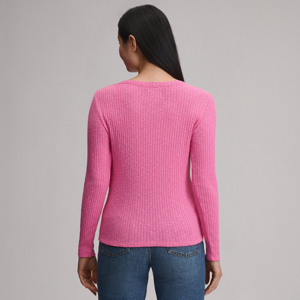 Women's Long-Sleeve Hacci Ribbed Top