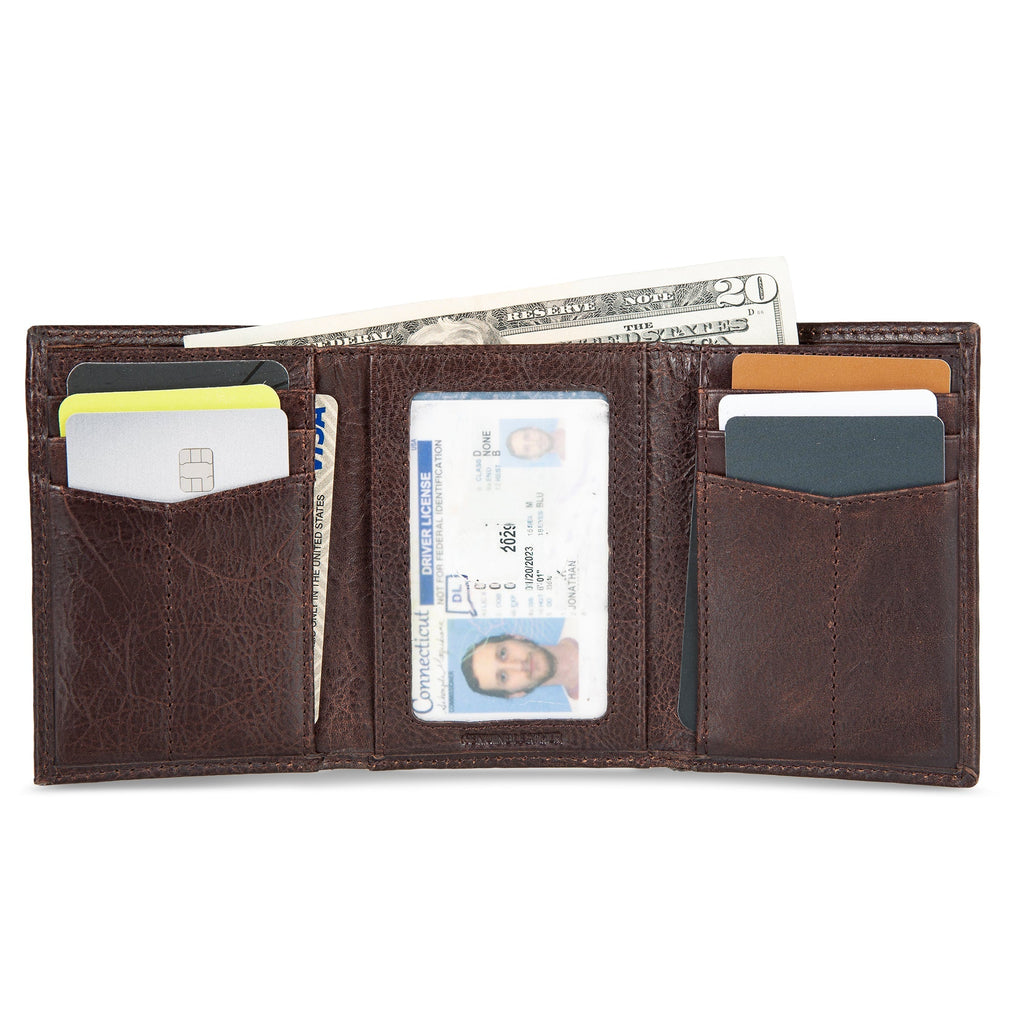 EB Signature Logo Leather Trifold Wallet