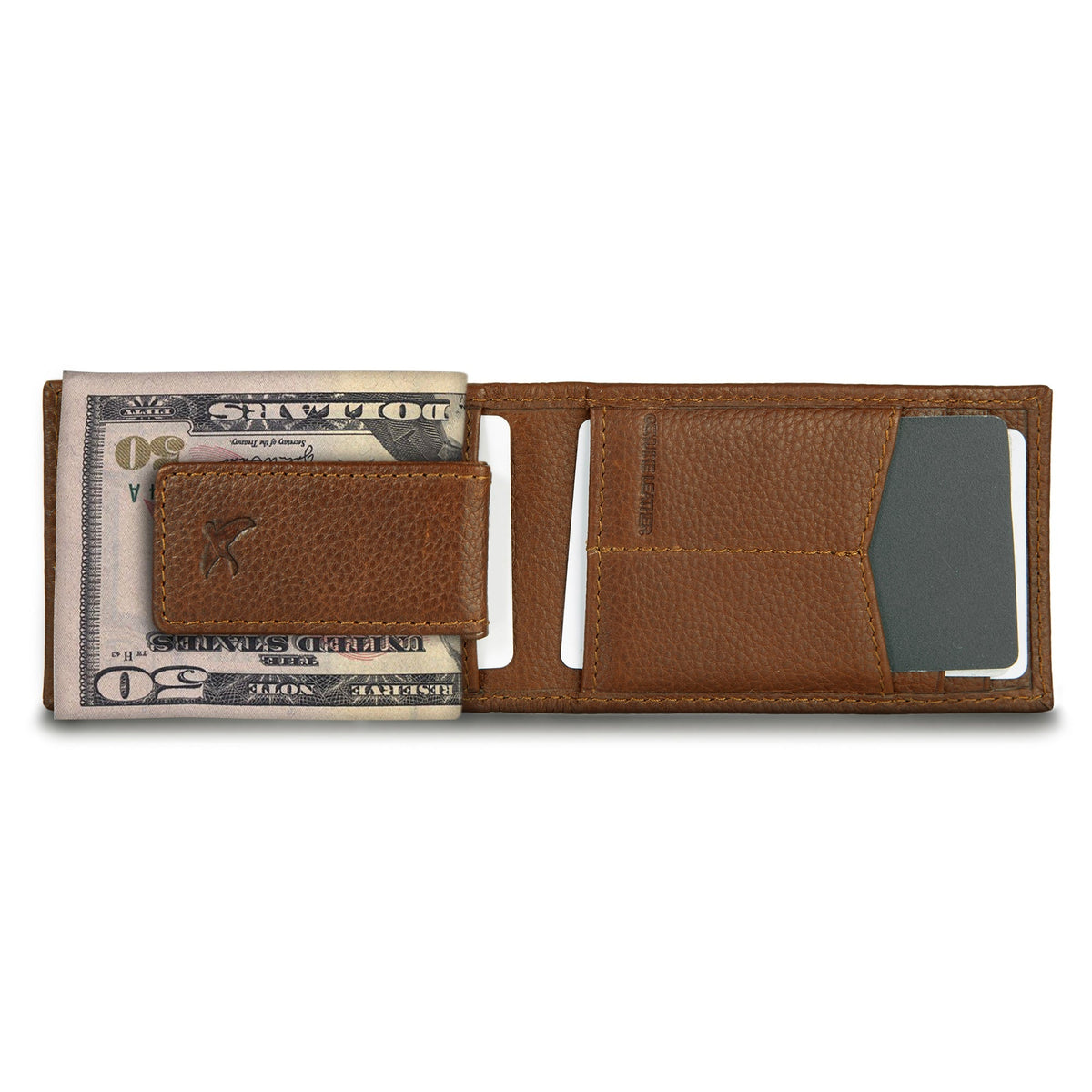 EB Signature Logo Leather Bifold With Money Clip Wallet