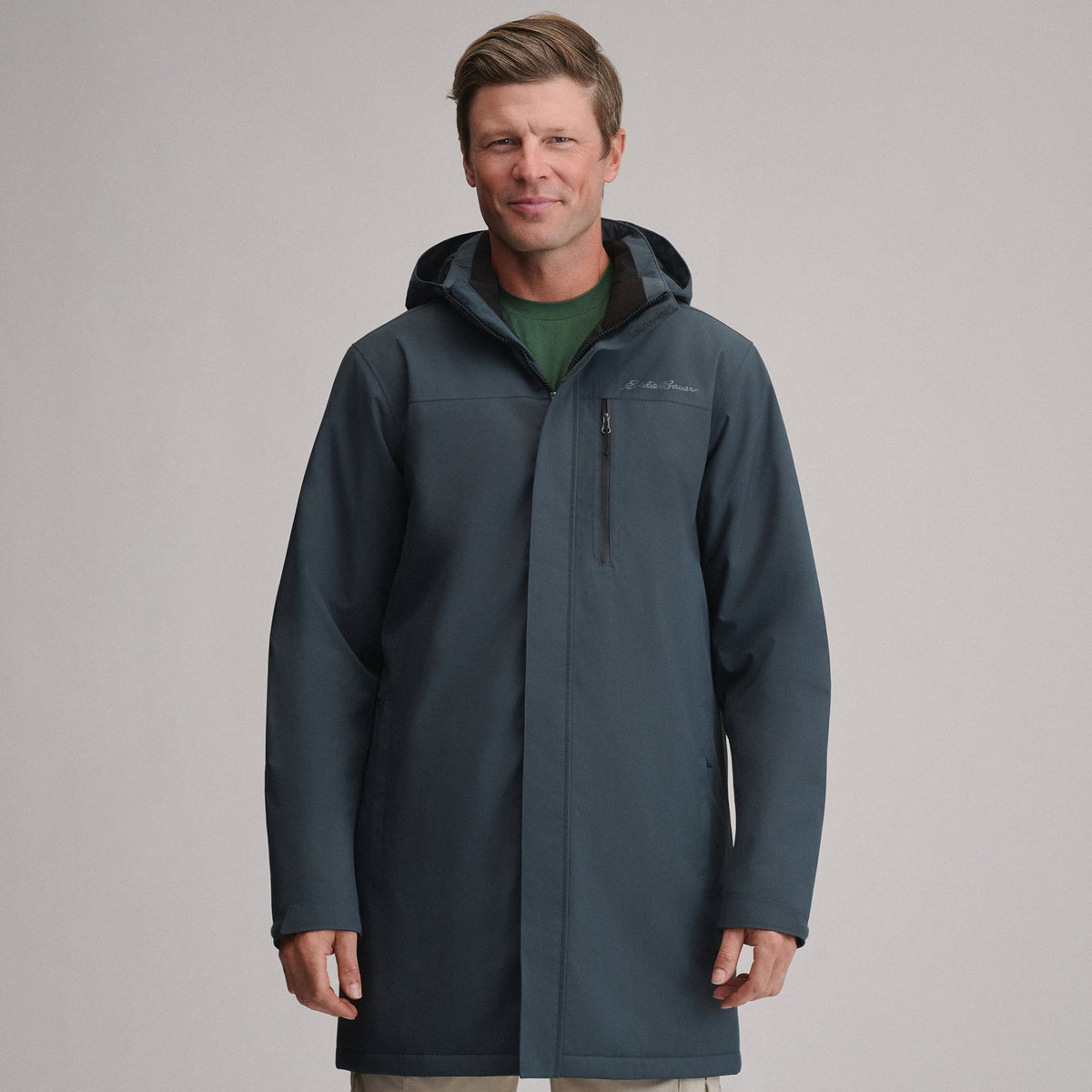 Men's Mainstay Insulated Waterproof Hooded Trench Coat