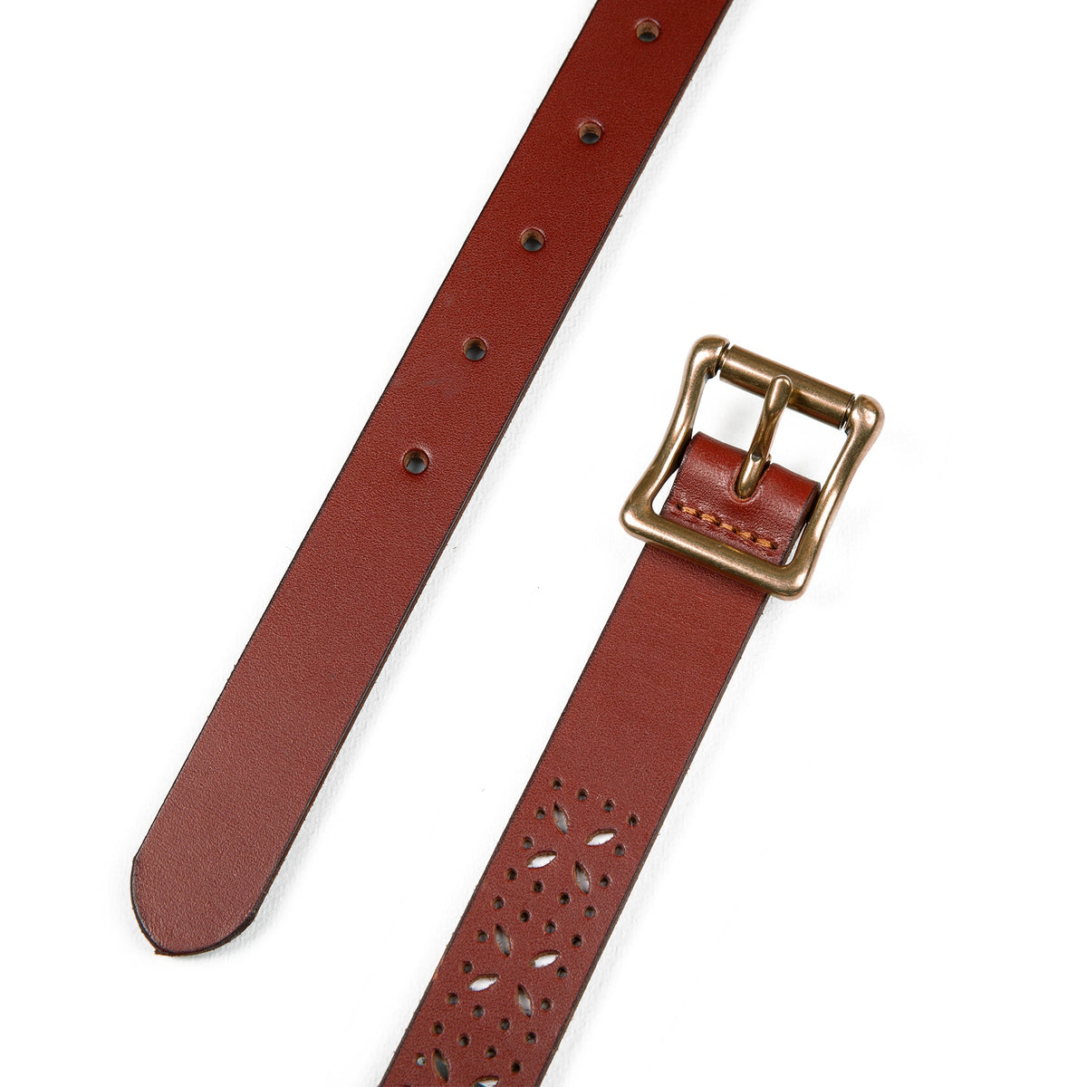 Women's Perforated Pattern Leather Belt