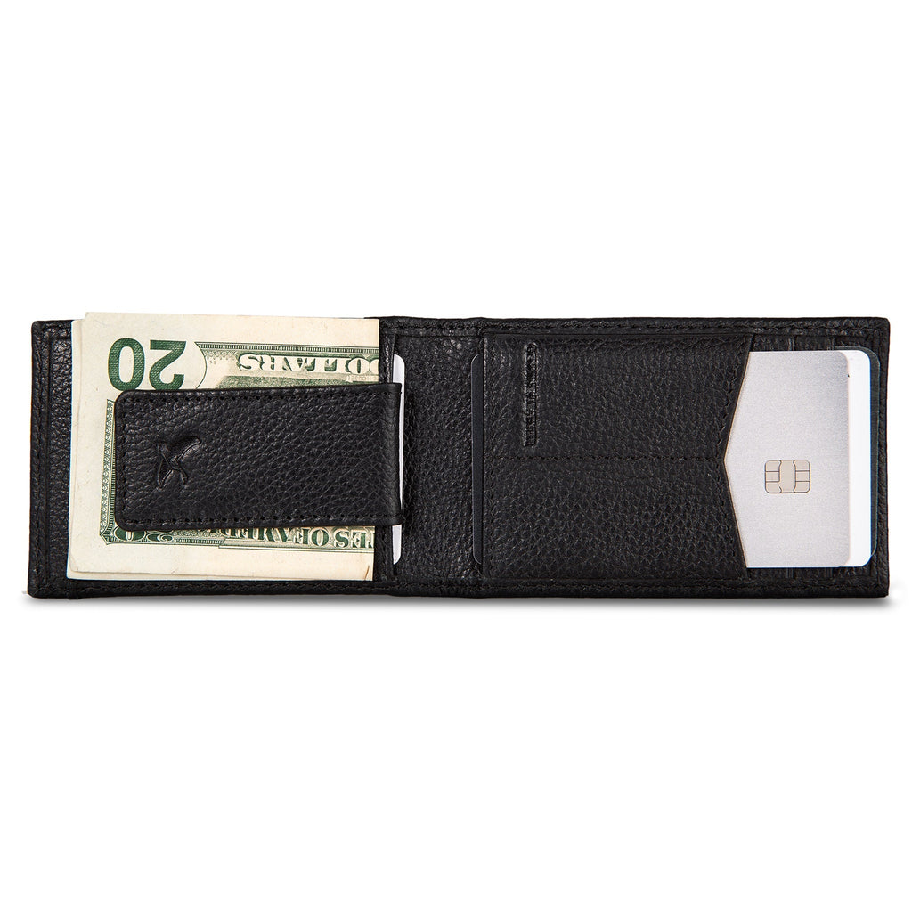 EB Signature Logo Leather Bifold With Money Clip Wallet