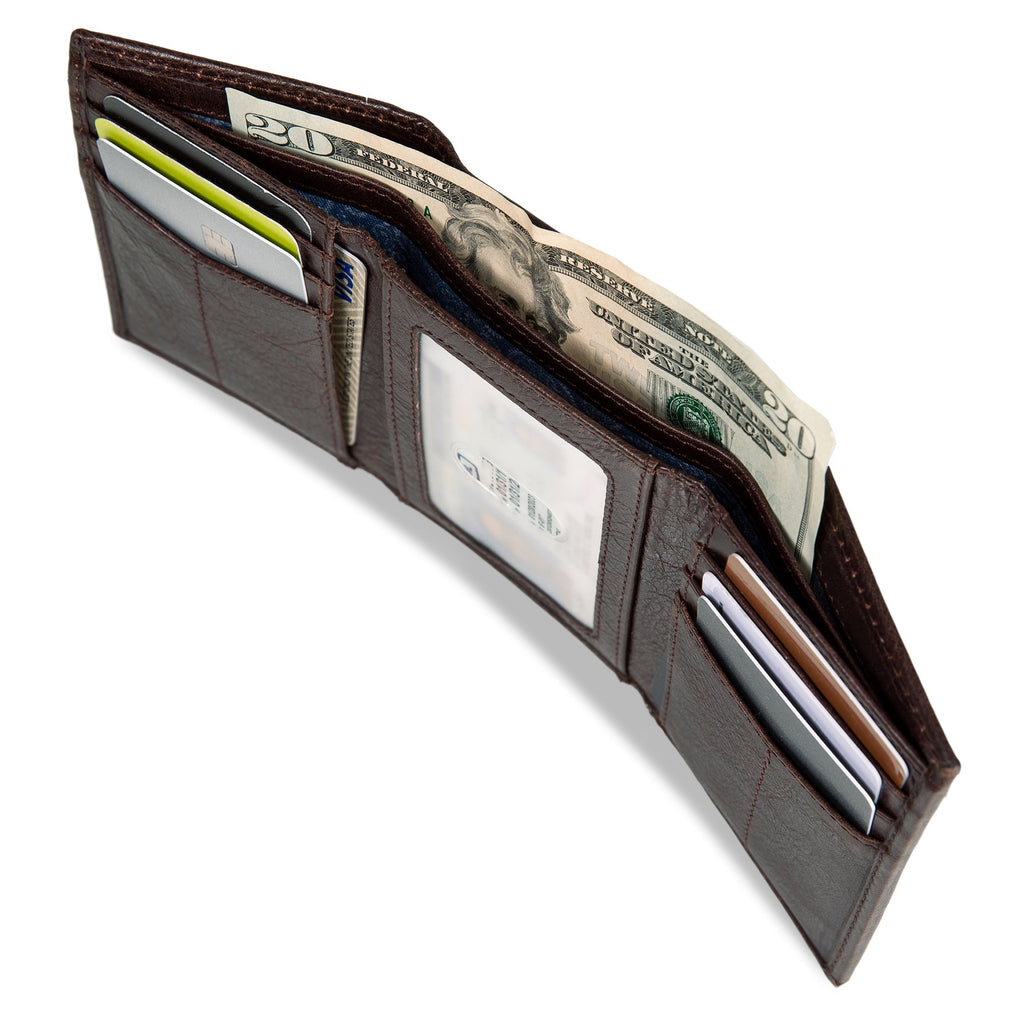 EB Signature Logo Leather Trifold Wallet