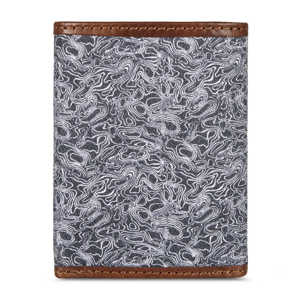 Pioneer Leather And Printed Cotton Canvas Trifold Wallet