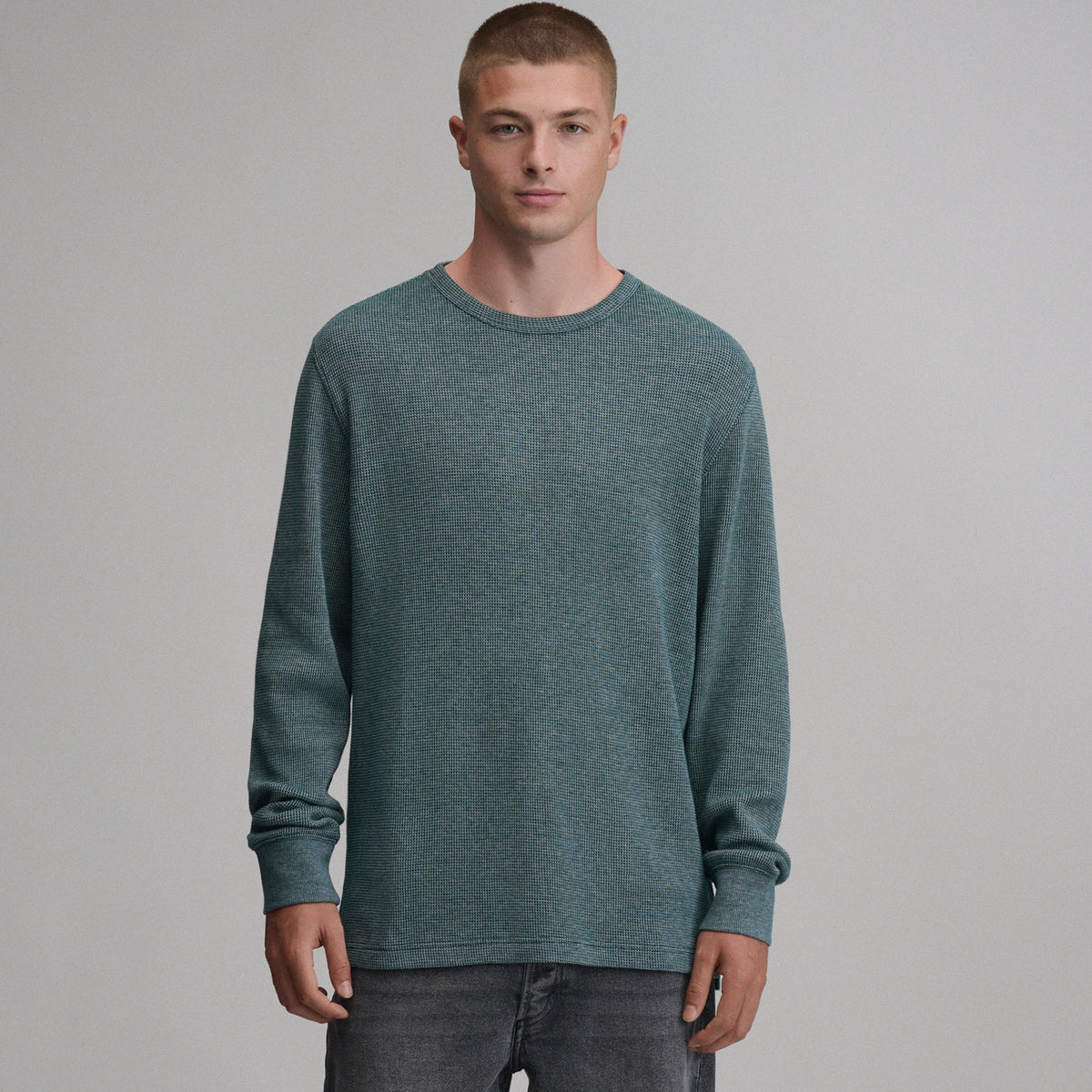 Men's Plaited Waffle Thermal Crew