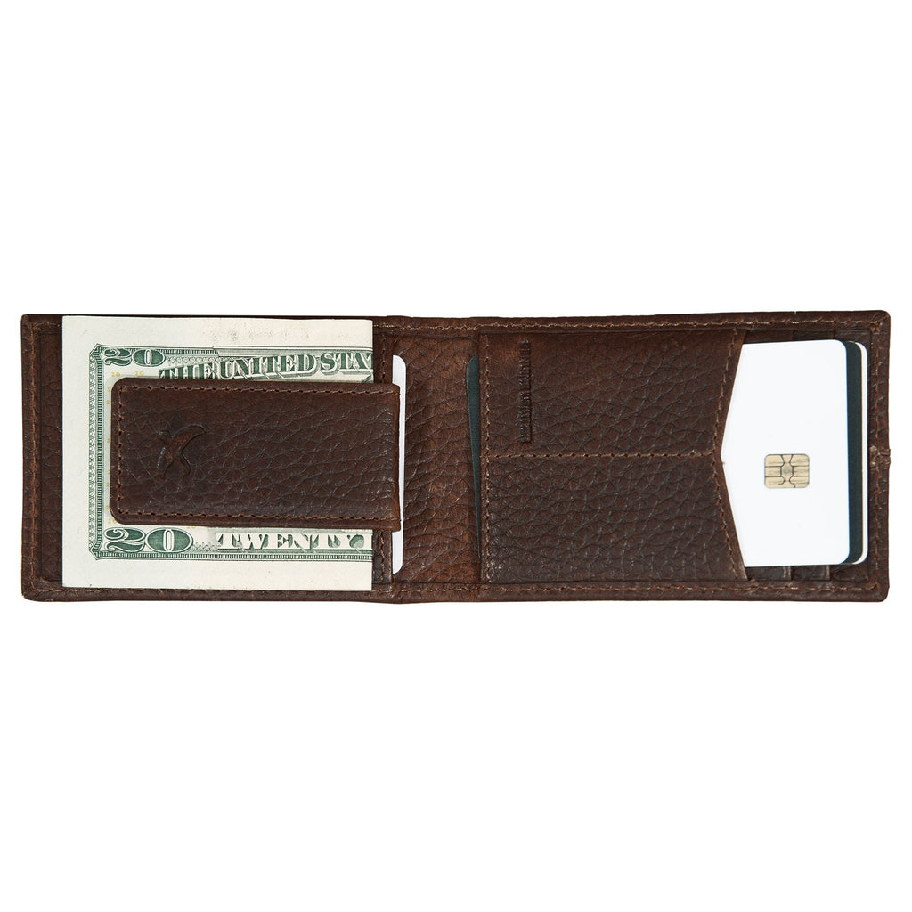 Rugged Leather Money Clip Bifold Wallet