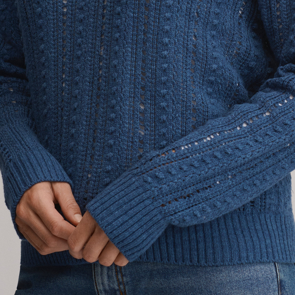 Women's Long-Sleeve Slub Johnny Collar Sweater