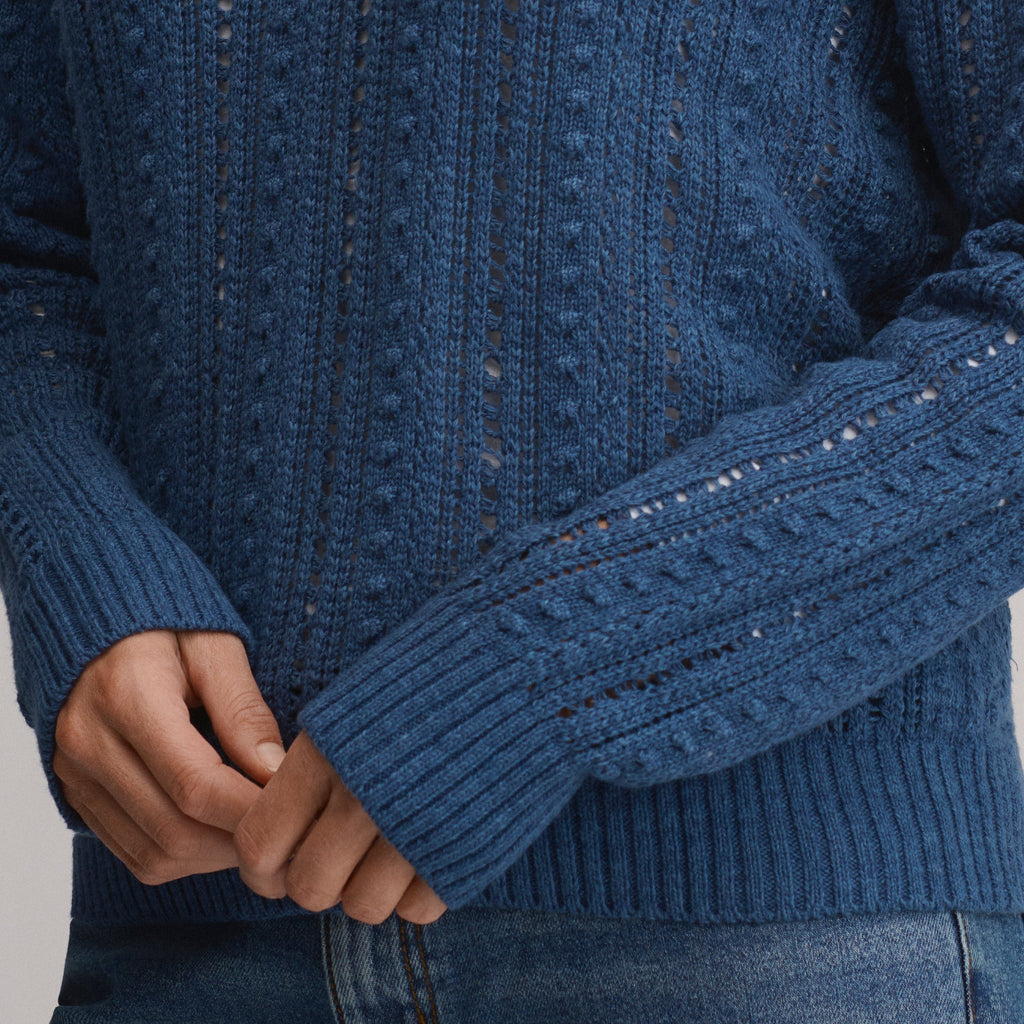 Women's Long-Sleeve Slub Johnny Collar Sweater