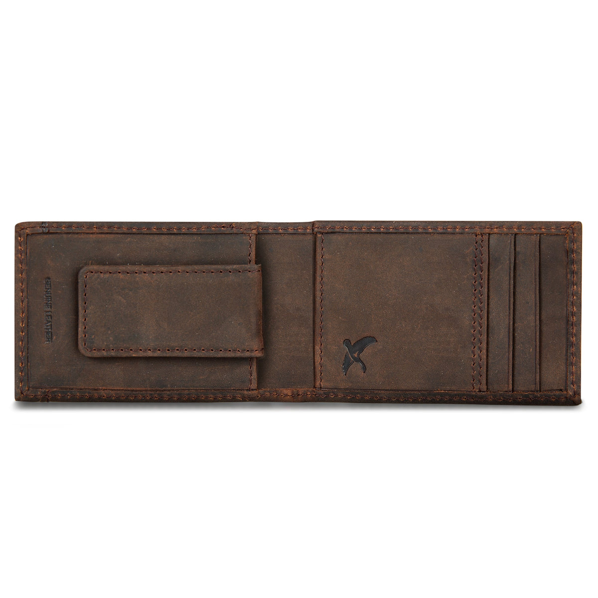 Money Clip Bifold Leather Wallet With Embossed Sasquatch