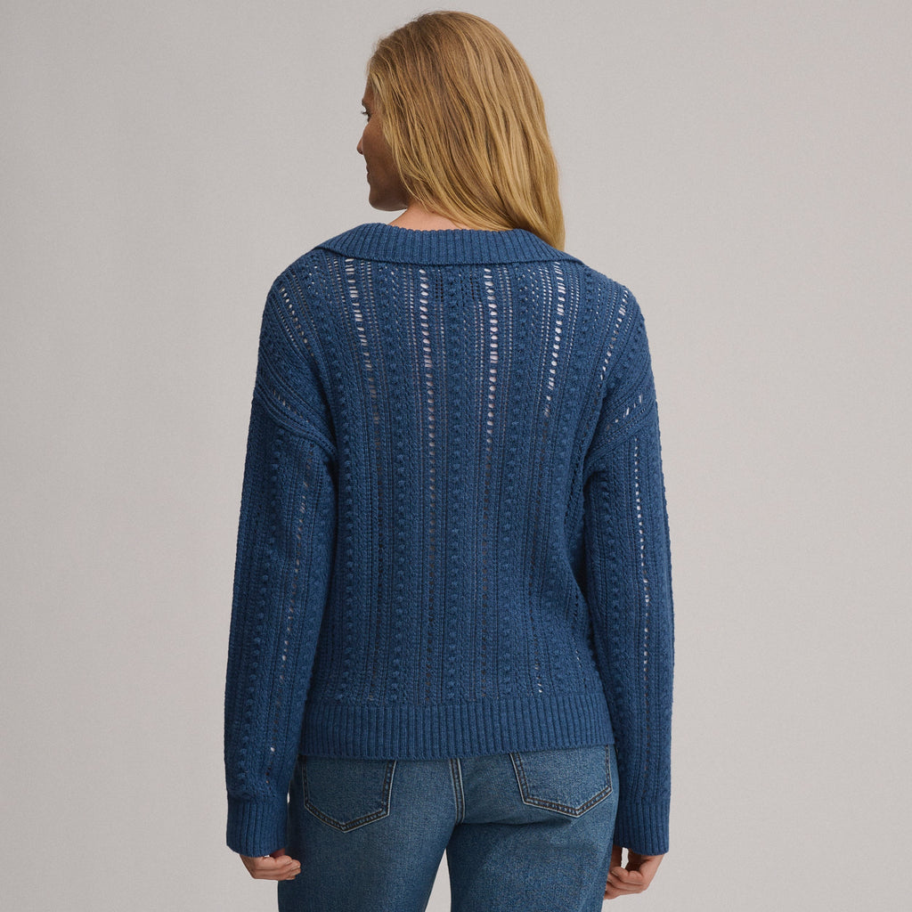 Women's Long-Sleeve Slub Johnny Collar Sweater