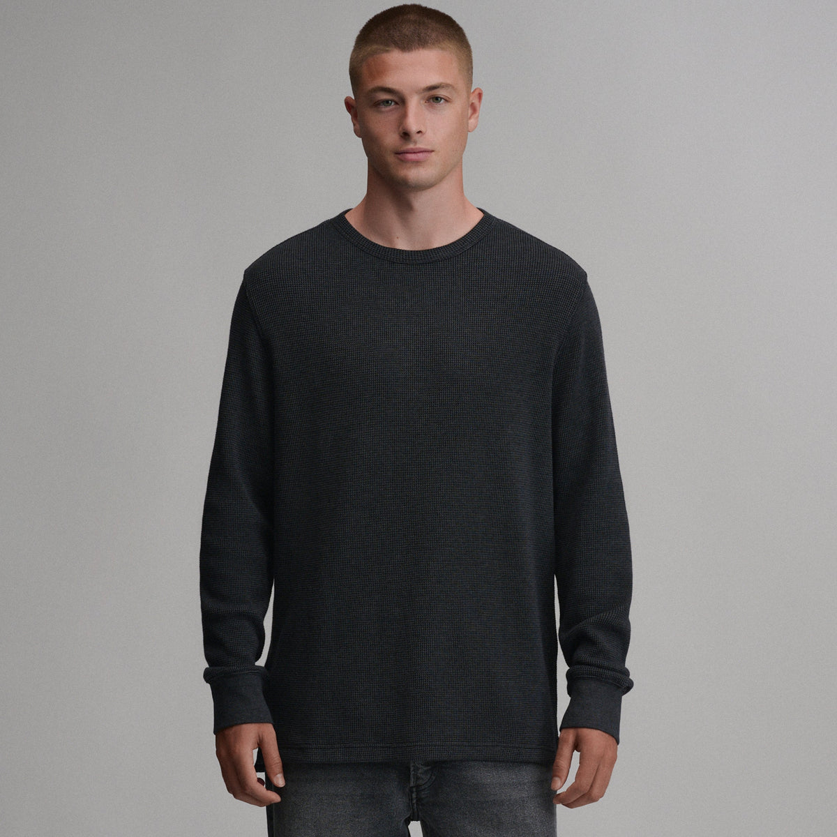 Men's Plaited Waffle Thermal Crew