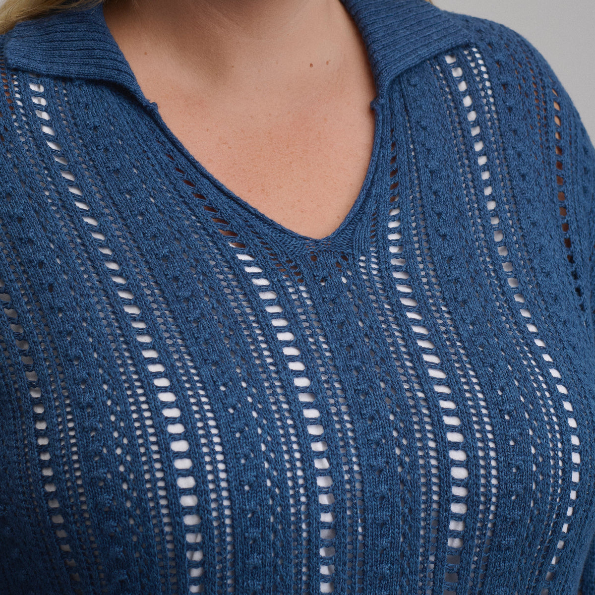 Women's Long-Sleeve Slub Johnny Collar Sweater