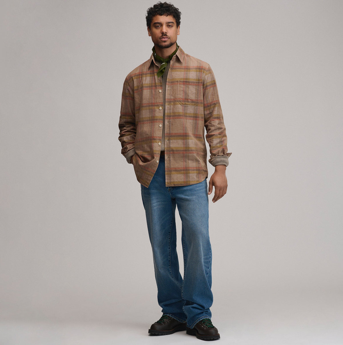 Men's Long-Sleeve Fine Wale Corduroy Shirt - Plaid