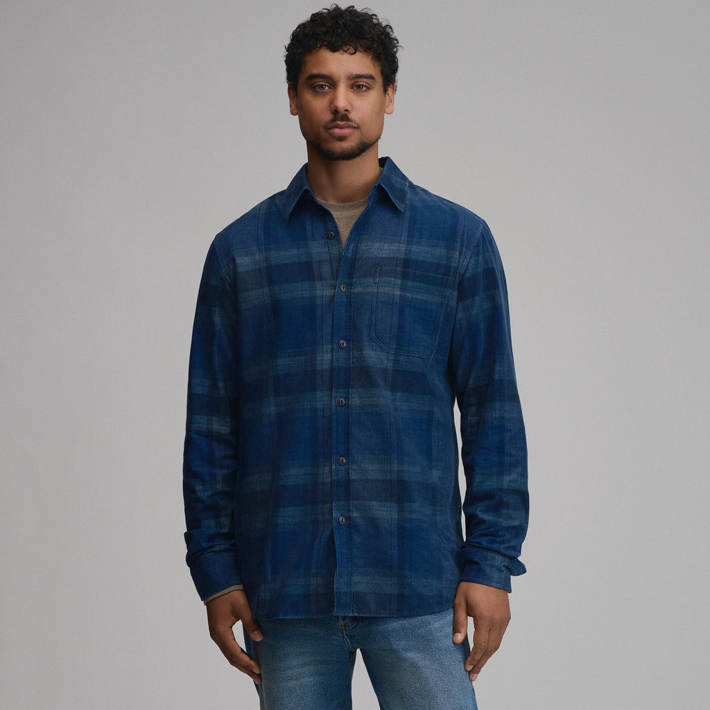 Men's Long-Sleeve Fine Wale Corduroy Shirt - Plaid