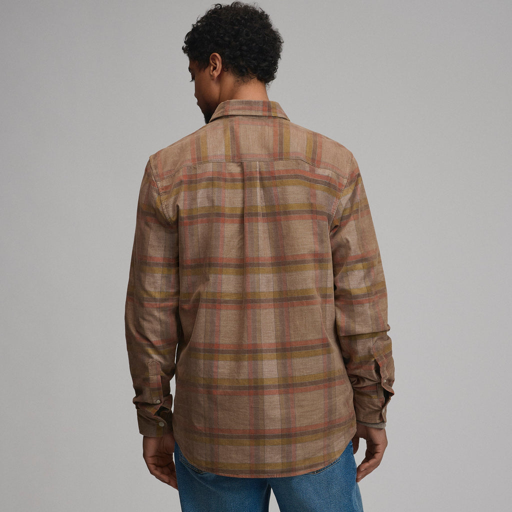 Men's Long-Sleeve Fine Wale Corduroy Shirt - Plaid
