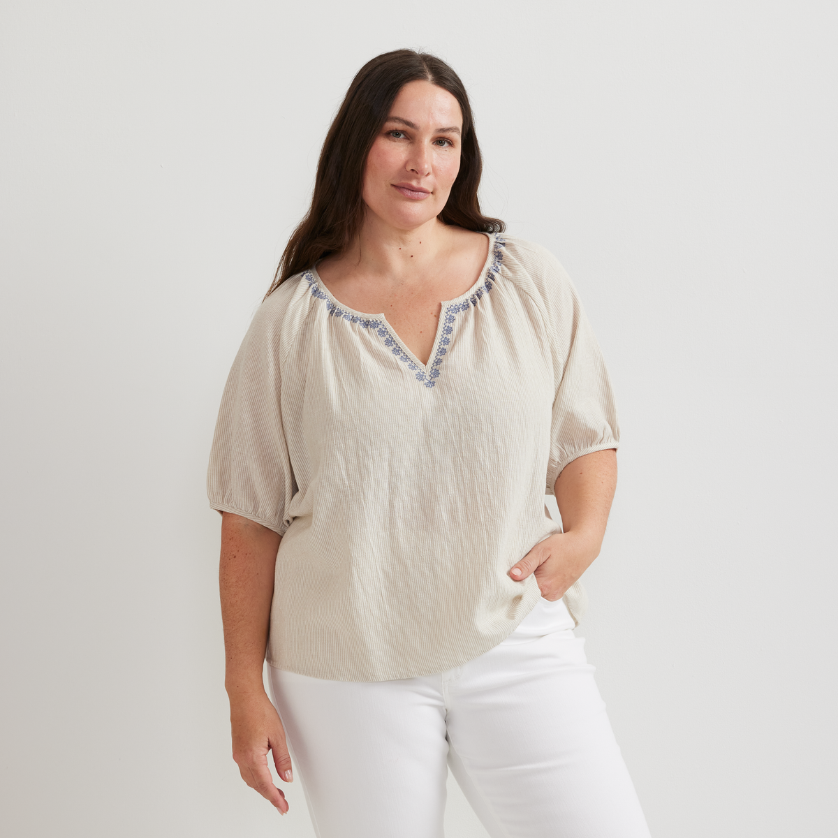 Women's Embroidered Trim Shirt